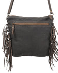 OHLAY KB350 Cross Body Upcycled Canvas Hair-On Genuine Leather women bag western handbag purse