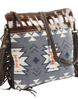 OHLAY KB350 Cross Body Upcycled Canvas Hair-On Genuine Leather women bag western handbag purse