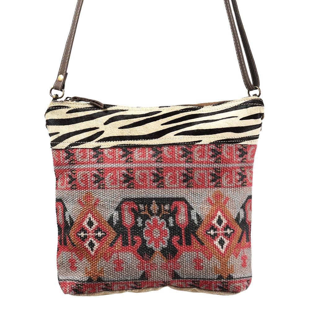 OHLAY KB354 Cross Body Upcycled Wool Upcycled Canvas Hair-On Genuine Leather women bag western handbag purse