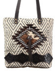 OHLAY KB370 TOTE Upcycled Wool Upcycled Canvas Embossed Hair-on Genuine Leather women bag western handbag purse