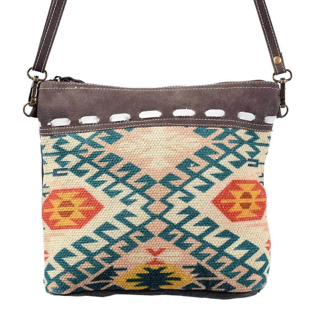 OHLAY KB395 Cross Body Upcycled Wool Upcycled Canvas Genuine Leather women bag western handbag purse