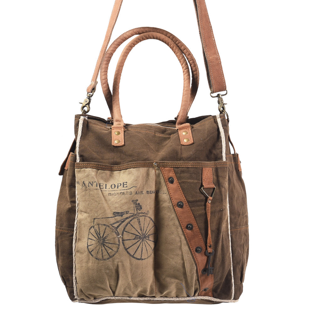 OHLAY KB411 TOTE Upcycled Canvas Genuine Leather women bag western handbag purse