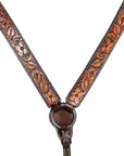 HILASON Western American Leather Horse Headstall & Breast Collar Floral Carved Tack Set Dark Brown
