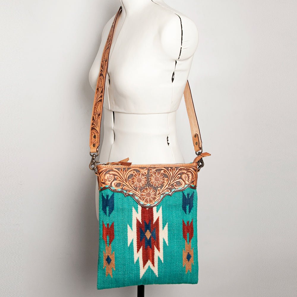 American Darling Hand Tooled Saddle Blanket Genuine Leather Women Bag Western Handbag Purse