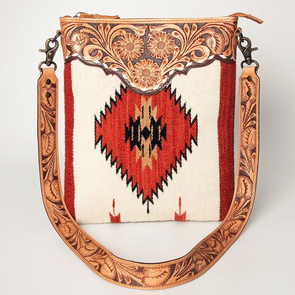 American Darling Hand Tooled Saddle Blanket Genuine Leather Women Bag Western Handbag Purse