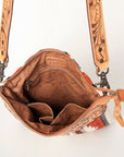 American Darling Hand Tooled Saddle Blanket Genuine Leather Women Bag Western Handbag Purse