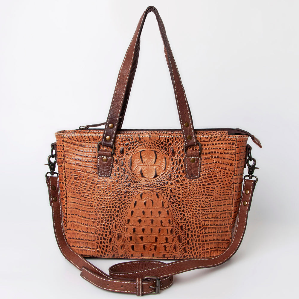 Handcrafted Crocodile Embossed Genuine Leather Women Western Tote Bag With Classic Style