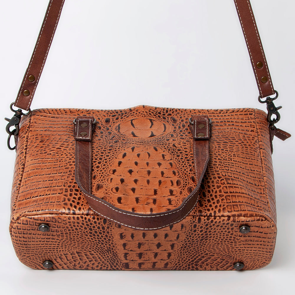 Handcrafted Crocodile Embossed Genuine Leather Women Western Tote Bag With Classic Style