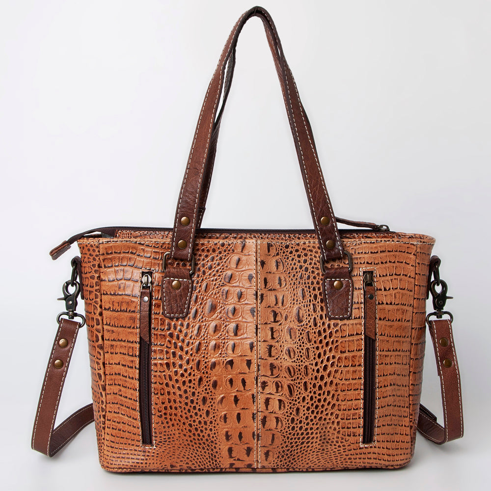 Handcrafted Crocodile Embossed Genuine Leather Women Western Tote Bag With Classic Style