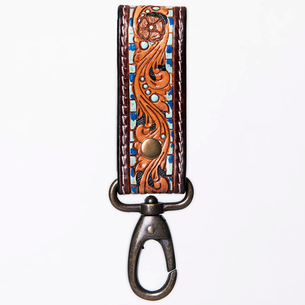 American Darling ADKR210C Hand Tooled Carved Genuine Leather Keyring