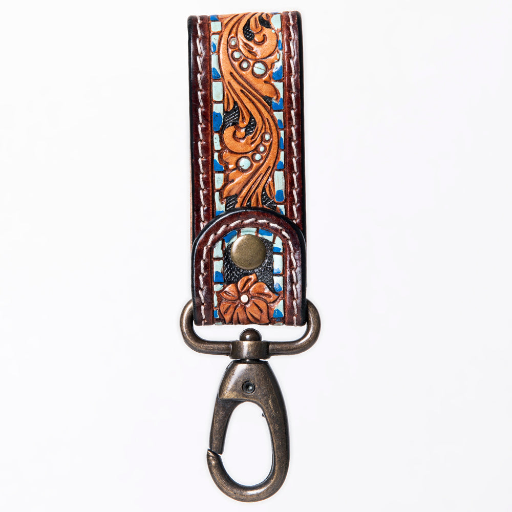American Darling ADKR210C Hand Tooled Carved Genuine Leather Keyring