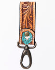 American Darling Hand Tooled Carved Genuine Leather Keyring