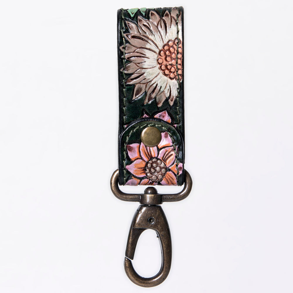 American Darling ADKR210H Hand Tooled Carved Genuine Leather Keyring