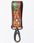 American Darling Hand Tooled Carved Genuine Leather Keyring