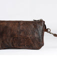 Vintage Handmade Genuine Cowhide Leather Clutch Purse For Women