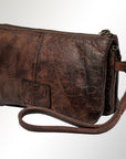 Vintage Handmade Genuine Cowhide Leather Clutch Purse For Women