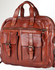 Spaghetti Western Swc405Cg Briefcase Vintage Handmade Drum Dyed Genuine European Cowhide Leather Women Bag Western Handbag Purse