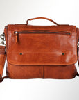 Spaghetti Western Swc408Tan Briefcase Vintage Handmade Drum Dyed Genuine European Cowhide Leather Women Bag Western Handbag Purse