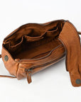 Spaghetti Western Swc411Tan Fanny Pack Vintage Handmade Drum Dyed Genuine European Cowhide Leather Women Bag Western Handbag Purse