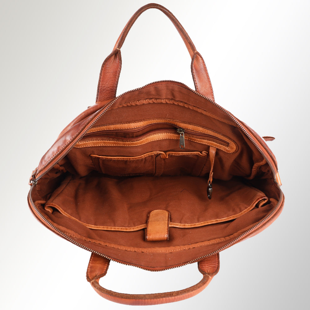 Spaghetti Western Swc415Tan Briefcase Vintage Handmade Drum Dyed Genuine European Cowhide Leather Women Bag Western Handbag Purse