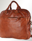 Spaghetti Western Swc415Tan Briefcase Vintage Handmade Drum Dyed Genuine European Cowhide Leather Women Bag Western Handbag Purse