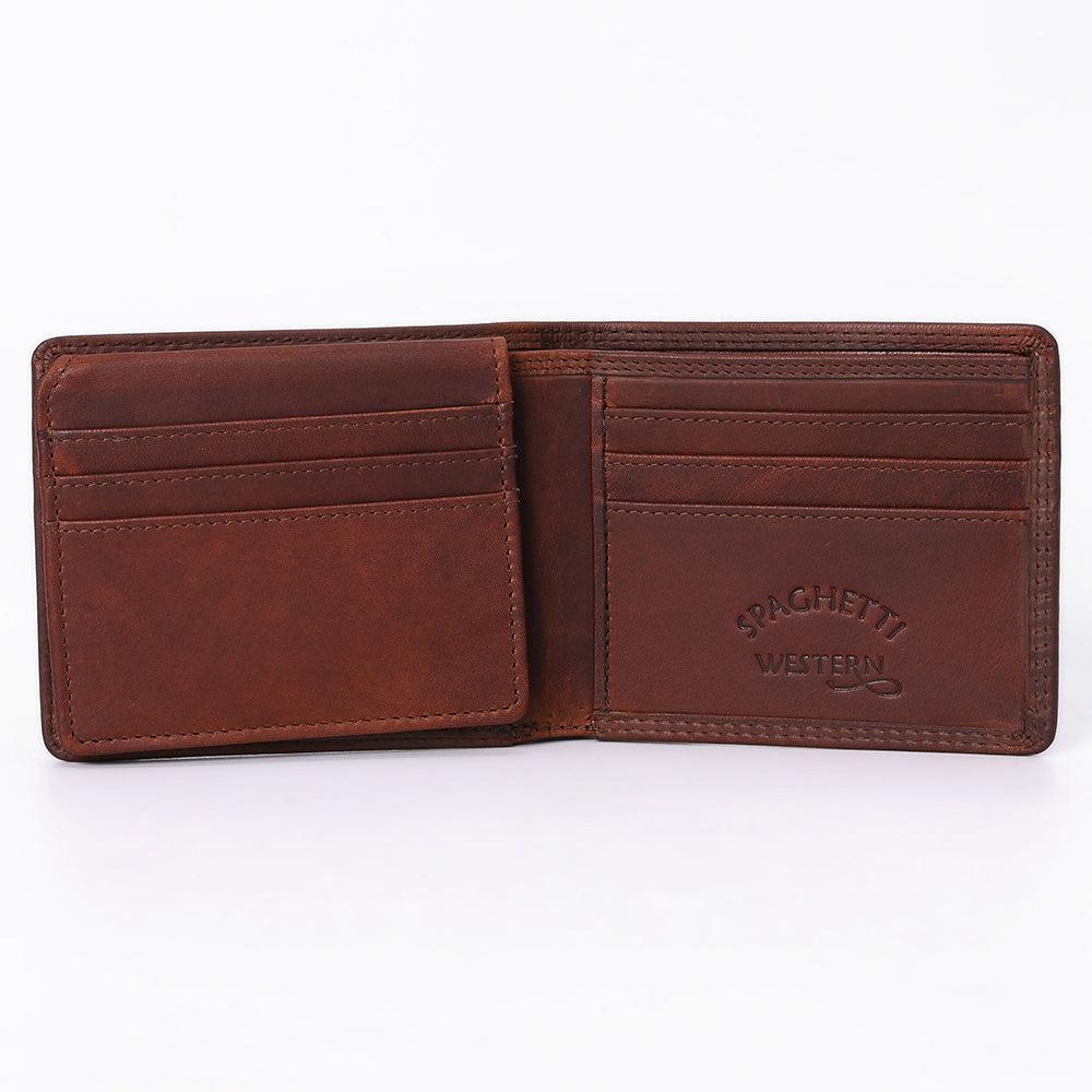 Spaghetti Western Swc431Dkbrn Wallet Vintage Handmade Drum Dyed Genuine European Cowhide Leather Women Bag Western Handbag Purse