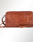 Spaghetti Western Swc440Tan Wallet Vintage Handmade Drum Dyed Genuine European Cowhide Leather Women Bag Western Handbag Purse