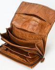 Spaghetti Western Swc446Tan Wallet Vintage Handmade Drum Dyed Genuine European Cowhide Leather Women Bag Western Handbag Purse