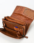 Spaghetti Western Swc447Cg Wallet Vintage Handmade Drum Dyed Genuine European Cowhide Leather Women Bag Western Handbag Purse