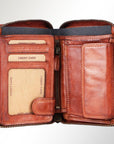 Spaghetti Western Swc441Cg Wallet Vintage Handmade Drum Dyed Genuine European Cowhide Leather Women Bag Western Handbag Purse