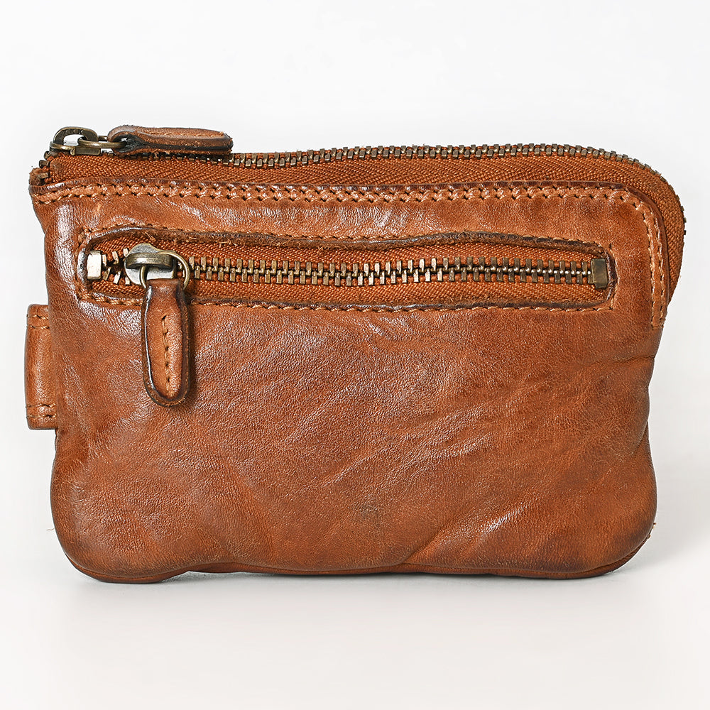 Spaghetti Western Swc436Tan Coin Purse Vintage Handmade Drum Dyed Genuine European Cowhide Leather Women Bag Western Handbag Purse
