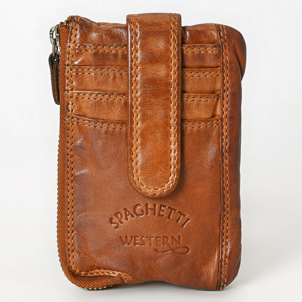 Spaghetti Western Swc436Tan Coin Purse Vintage Handmade Drum Dyed Genuine European Cowhide Leather Women Bag Western Handbag Purse