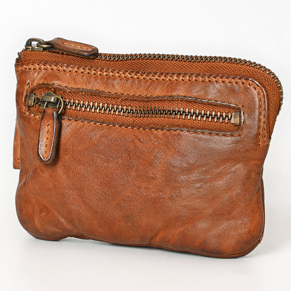 Spaghetti Western Swc436Tan Coin Purse Vintage Handmade Drum Dyed Genuine European Cowhide Leather Women Bag Western Handbag Purse