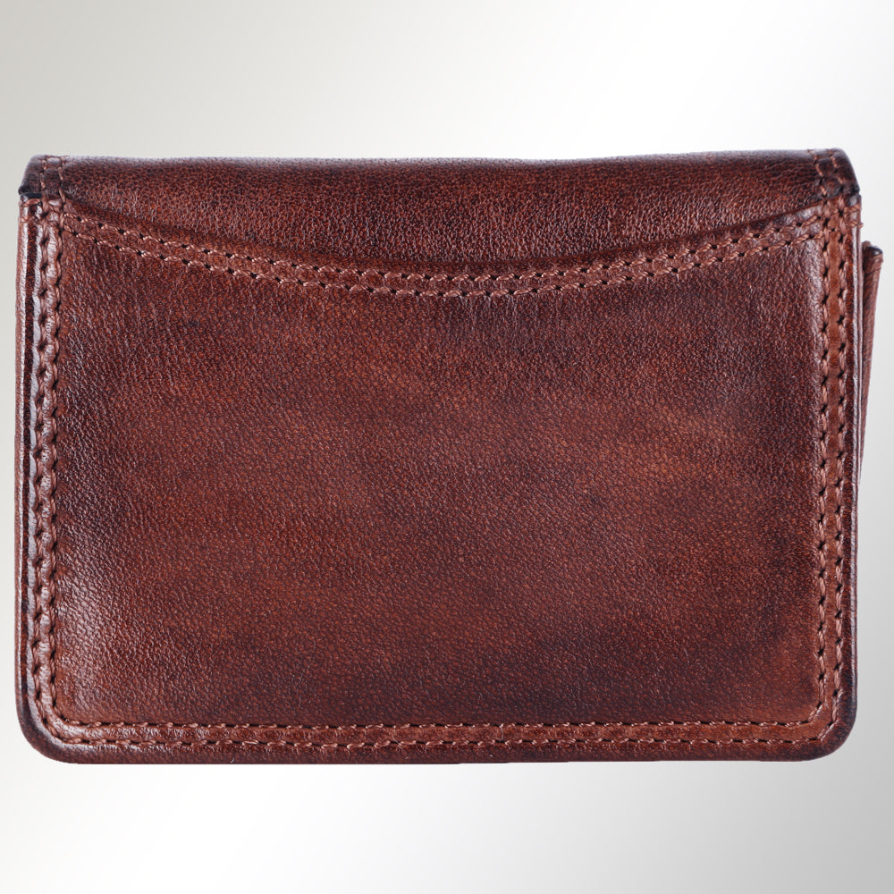 Spaghetti Western Swc445Brn Card-Holder Vintage Handmade Drum Dyed Genuine European Cowhide Leather Women Bag Western Handbag Purse