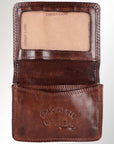 Spaghetti Western Swc445Brn Card-Holder Vintage Handmade Drum Dyed Genuine European Cowhide Leather Women Bag Western Handbag Purse