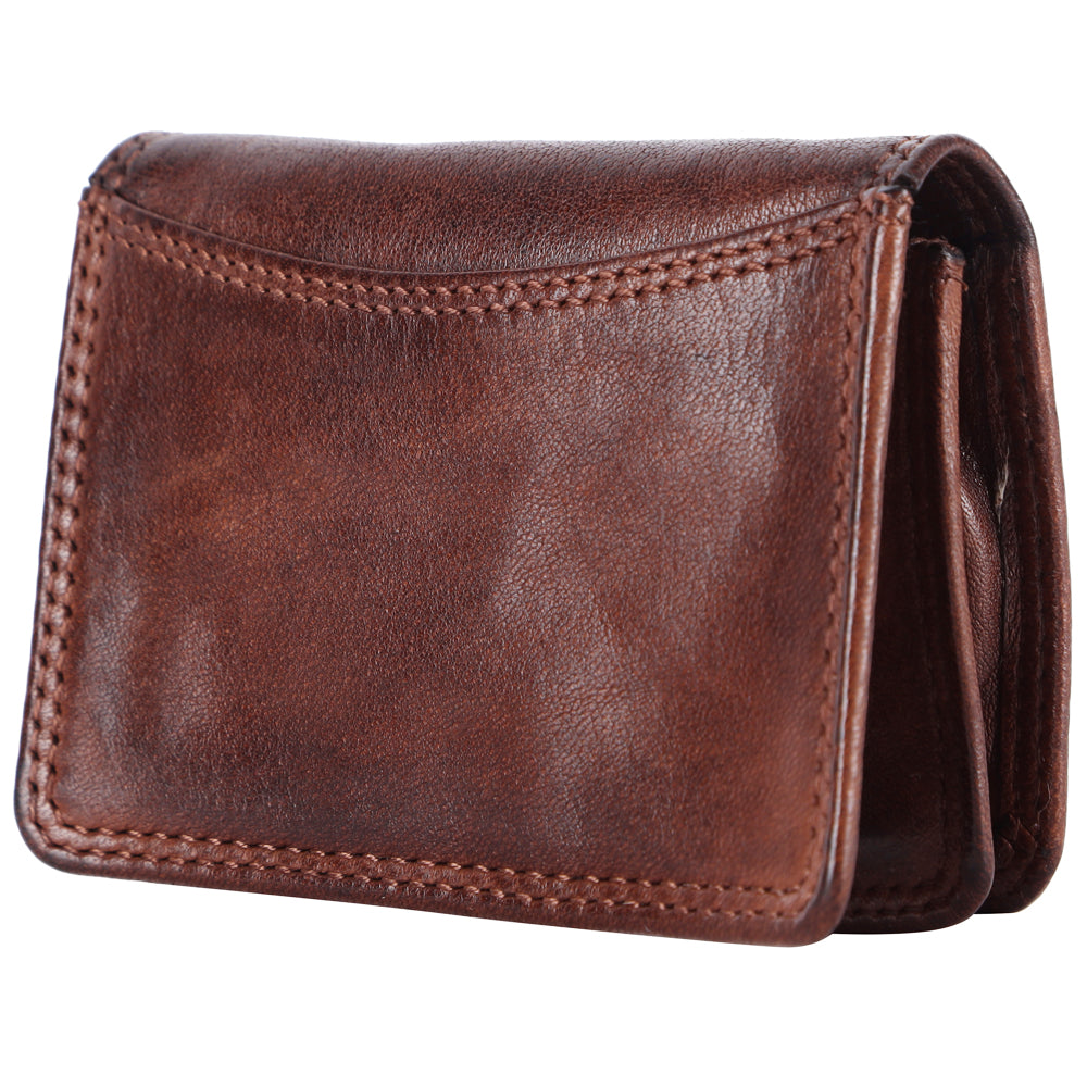 Spaghetti Western Swc445Brn Card-Holder Vintage Handmade Drum Dyed Genuine European Cowhide Leather Women Bag Western Handbag Purse