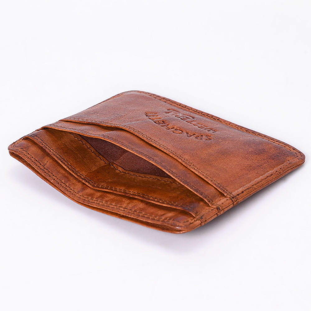 Spaghetti Western Swc451Cg Card-Holder Vintage Handmade Drum Dyed Genuine European Cowhide Leather Women Bag Western Handbag Purse