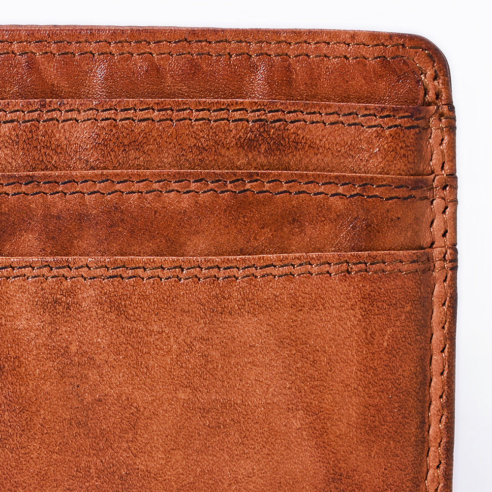 Spaghetti Western Swc451Cg Card-Holder Vintage Handmade Drum Dyed Genuine European Cowhide Leather Women Bag Western Handbag Purse