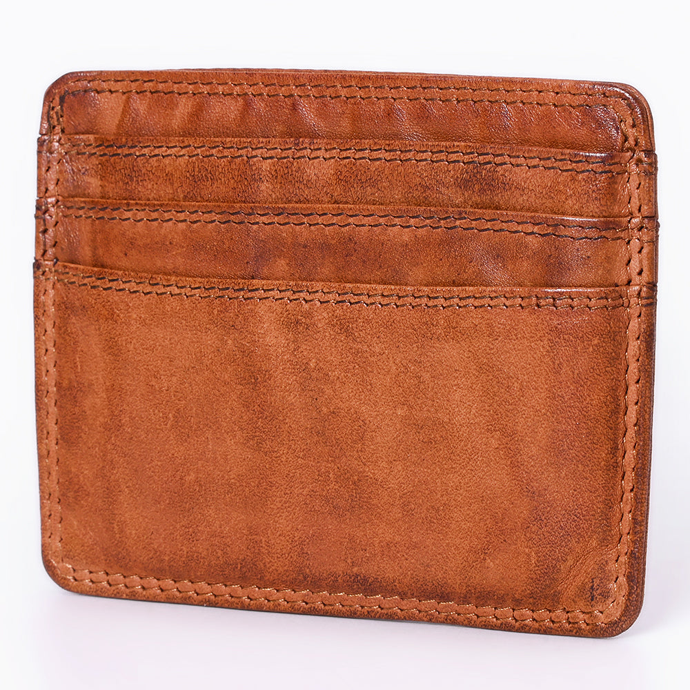 Spaghetti Western Swc451Cg Card-Holder Vintage Handmade Drum Dyed Genuine European Cowhide Leather Women Bag Western Handbag Purse