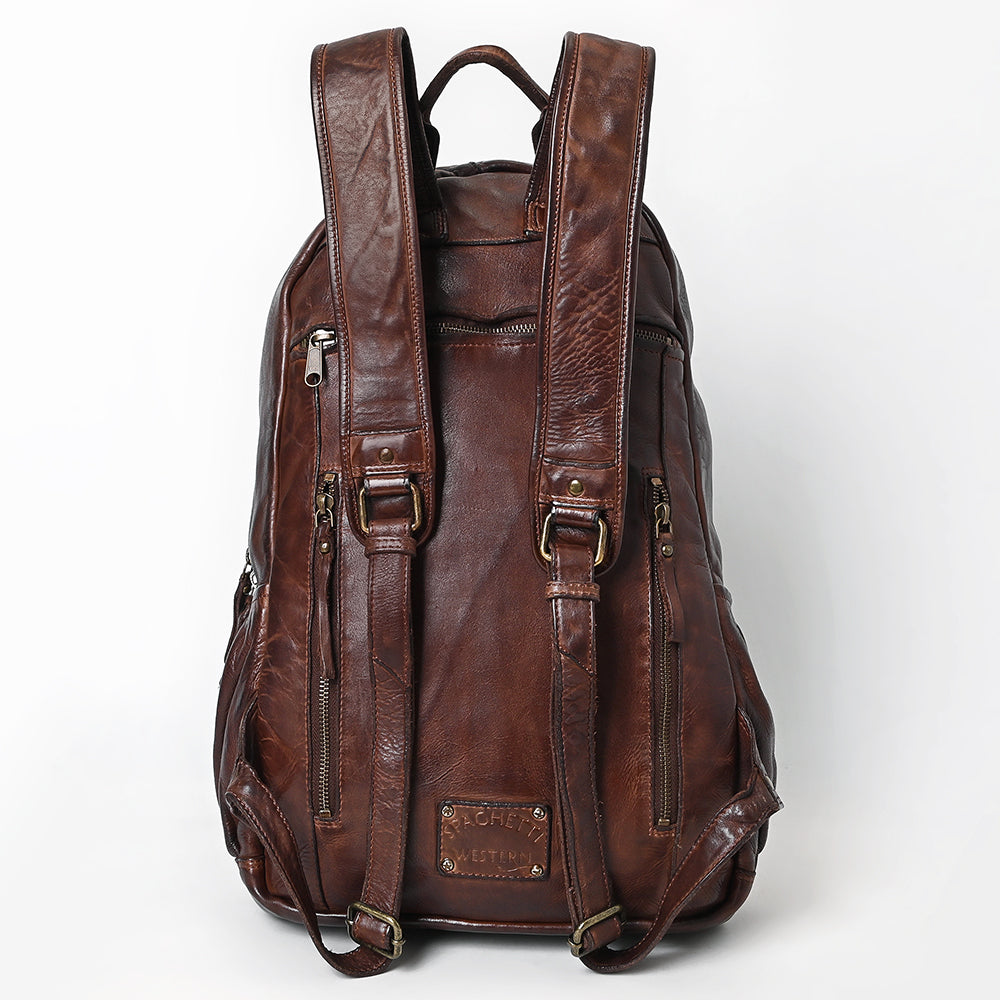 Spaghetti Western Swc414Brn Backpack Vintage Handmade Drum Dyed Genuine European Cowhide Leather Women Bag Western Handbag Purse