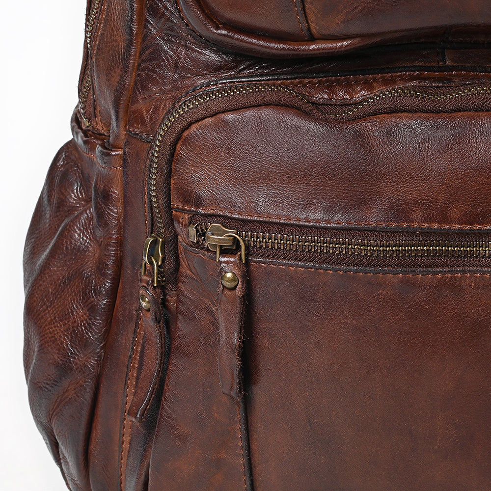 Spaghetti Western Swc414Brn Backpack Vintage Handmade Drum Dyed Genuine European Cowhide Leather Women Bag Western Handbag Purse