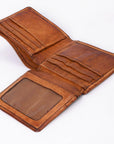 Spaghetti Western Swc442Tan Wallet Vintage Handmade Drum Dyed Genuine European Cowhide Leather Women Bag Western Handbag Purse