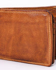 Spaghetti Western Swc442Tan Wallet Vintage Handmade Drum Dyed Genuine European Cowhide Leather Women Bag Western Handbag Purse