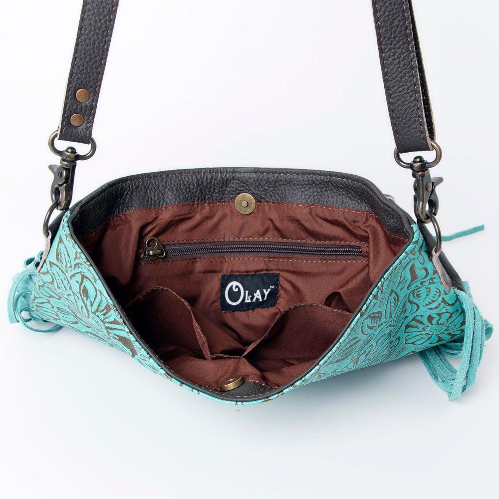 Ohlay Bags KBG166 Cross Body Hand Tooled Embossed Hair-On Genuine Leather Women Bag Western Handbag Purse