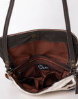 Hair On Hide Crossbody Bag With Hand Tooled Sunflower Flap