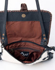 Western Hair-On Hide Sunflower Mini Crossbody Bag With Rustic Fringe Detailing Accents