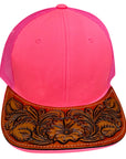 American Darling Men Women Adjustable Cap With Leather On Visor Red
