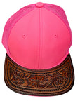 American Darling Men Women Adjustable Cap With Leather On Visor Red