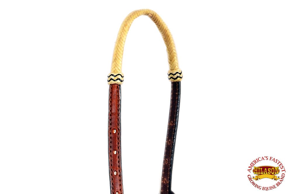 Western Horse Headstall Leather Bridle With Bosal For Trail Riding Durable Brown