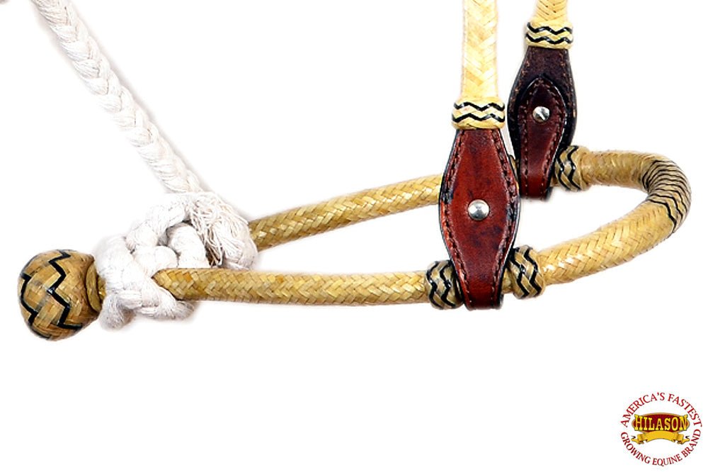 Western Horse Headstall Leather Bridle With Bosal For Trail Riding Durable Brown